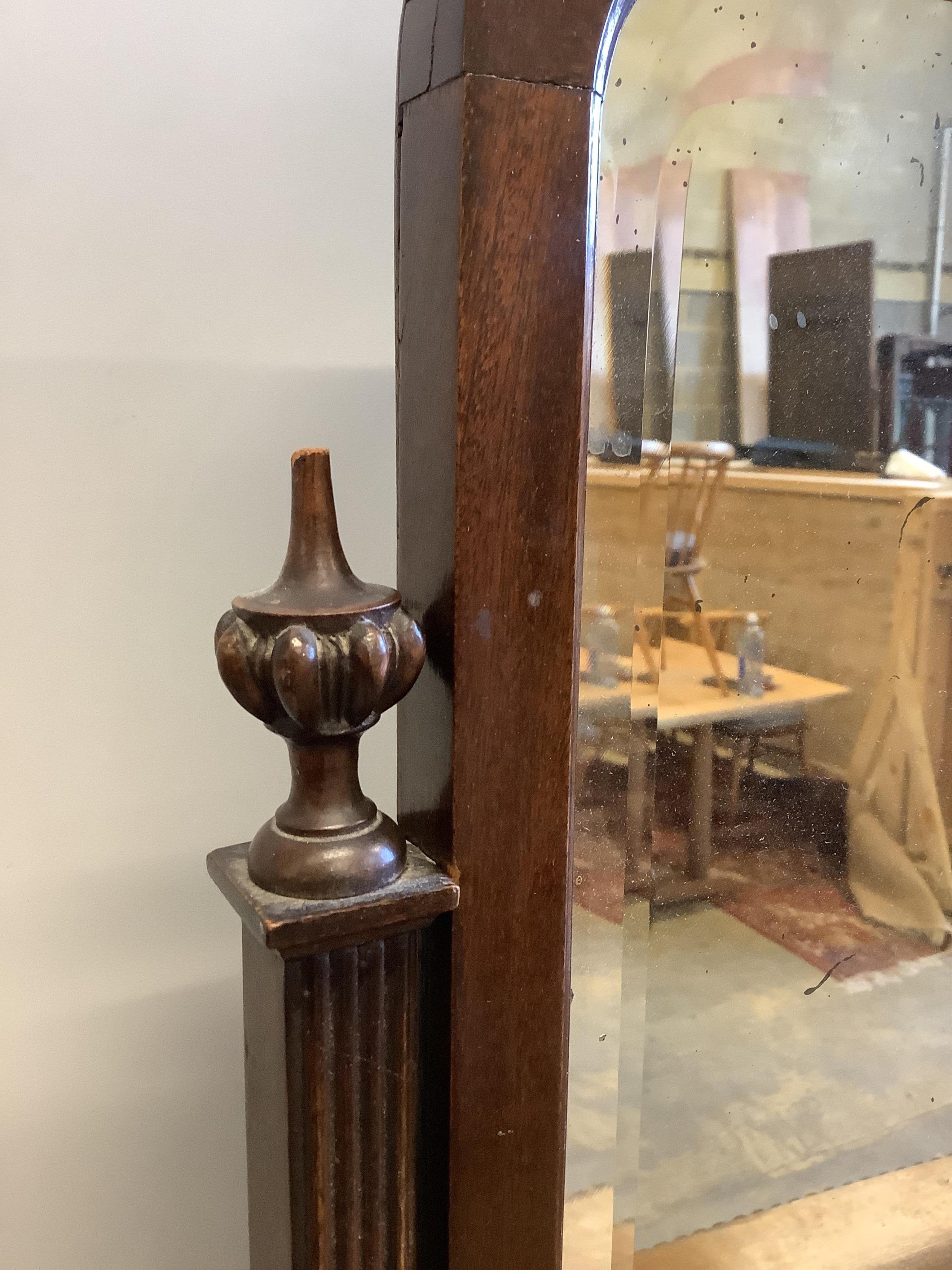 An early 20th century mahogany bow front dressing chest, width 116cm, depth 56cm, height 164cm. Condition - fair